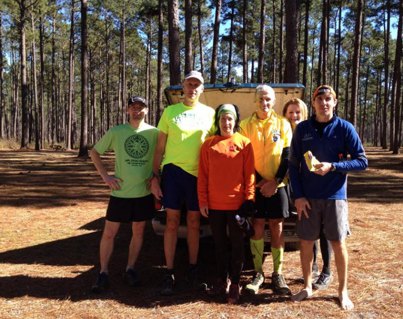 Runners pose before the start